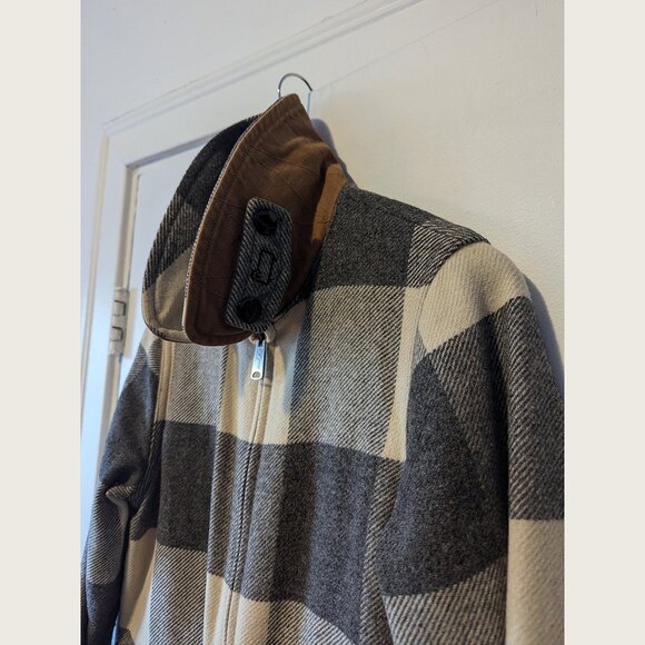 WOOLRICH - Grey plaid coat - Sz M - Picture 5 of 15